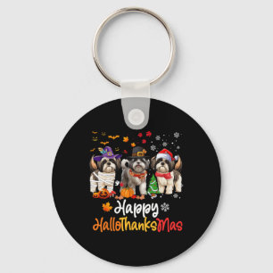 Shih Tzu Hond Halloween Kerstfeest Happy HalloThan Sleutelhanger