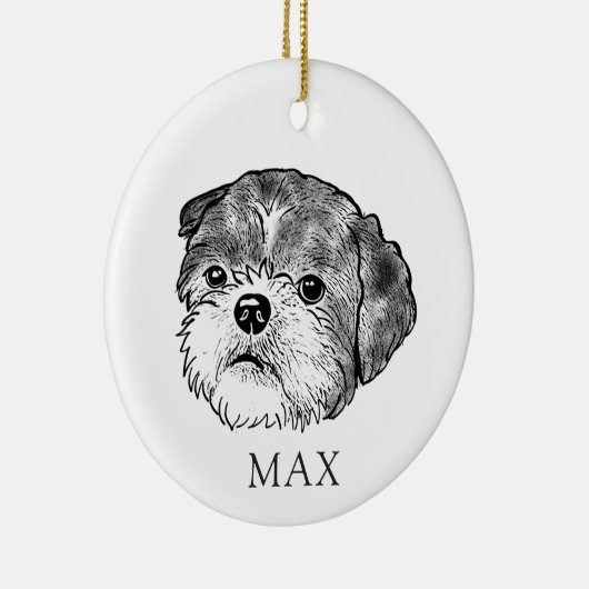 Shih Tzu Hond Handtekening Gepersonaliseerd Keramisch Ornament (Rechts)