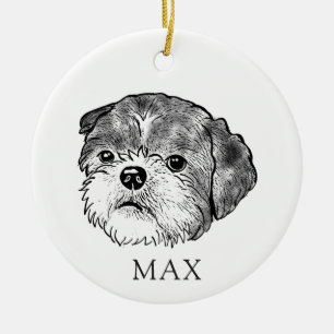 Shih Tzu Hond Handtekening Gepersonaliseerd Keramisch Ornament