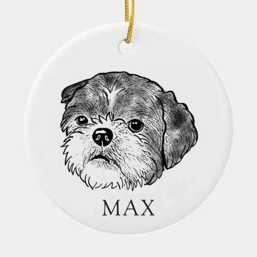 Shih Tzu Hond Handtekening Gepersonaliseerd Keramisch Ornament (Voorkant)