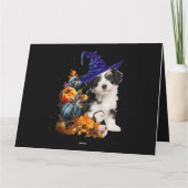 Shih Tzu Hond Heks En Pompoenen Halloween Thanksgi Kaart (Achterkant)