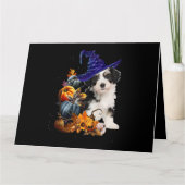 Shih Tzu Hond Heks En Pompoenen Halloween Thanksgi Kaart (Voorkant)
