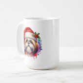 Shih Tzu-hond in kerstmuts kerst aangepaste Koffiemok (Voorkant links)