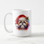 Shih Tzu-hond in kerstmuts kerst aangepaste Koffiemok (Links)