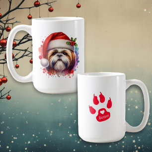 Shih Tzu-hond in kerstmuts kerst aangepaste Koffiemok