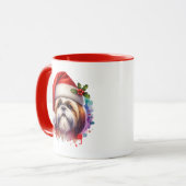 Shih Tzu-hond in kerstmuts kerst gepersonaliseerd Mok (Voorkant links)