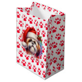 Shih Tzu Hond in Santa Hat Kerst Medium Cadeauzakje (Voorkant Gekanteld)