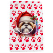 Shih Tzu Hond in Santa Hat Kerst Medium Cadeauzakje (Voorkant)