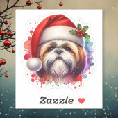 Shih Tzu Hond in Santa Hat Kerst Sticker