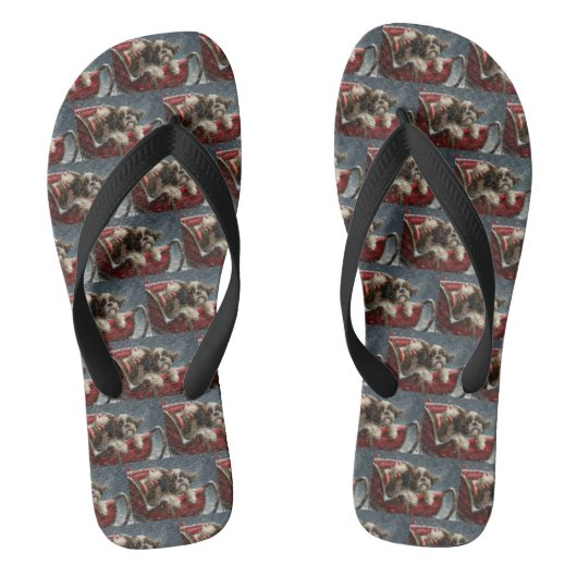 Shih Tzu Hond Kerst Feestelijk Teenslippers (Voetbed)