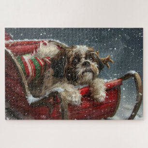 Shih Tzu Hond Kerst Festief Legpuzzel