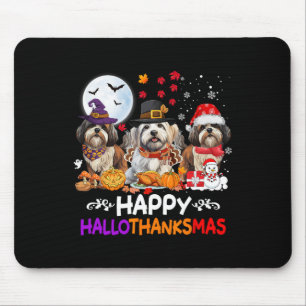 Shih Tzu hond kerst gelukkig Hallothankmas thanksg Muismat