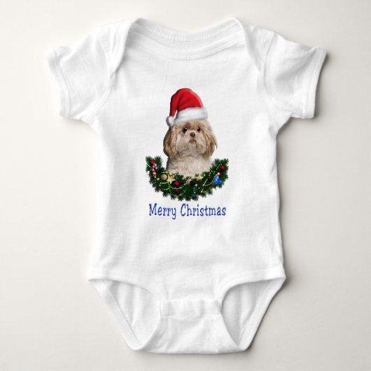 Shih-Tzu hond Kerst items Romper (Voorkant)