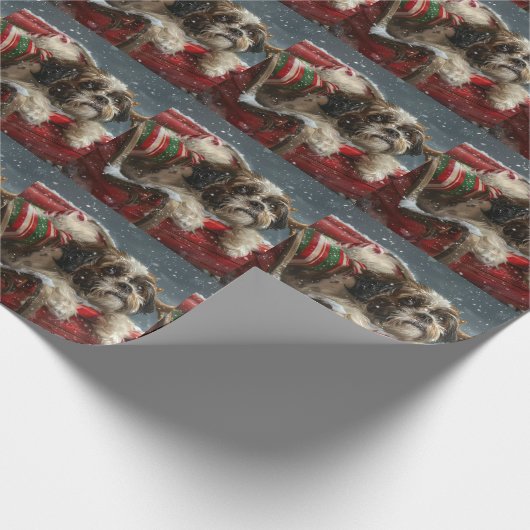 Shih Tzu Hond Kerstfeest Cadeaupapier (Hoek)
