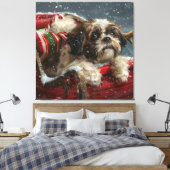 Shih Tzu Hond Kerstfeest Canvas Afdruk (Insitu (Slaapkamer))