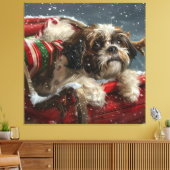 Shih Tzu Hond Kerstfeest Canvas Afdruk (Insitu (Woonkamer))