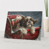 Shih Tzu Hond Kerstfeest Kaart (Voorkant)