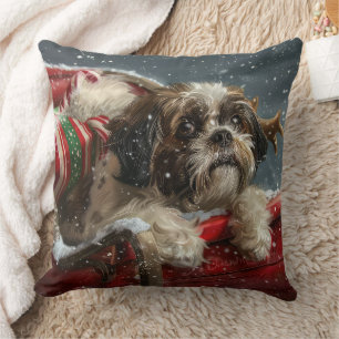 Shih Tzu Hond Kerstfeest Kussen