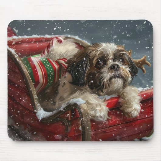 Shih Tzu Hond Kerstfeest Muismat (Voorkant)