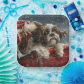 Shih Tzu Hond Kerstfeest Papieren Bordje (Feest)