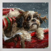 Shih Tzu Hond Kerstfeest Poster (Voorkant)
