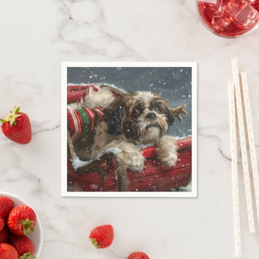 Shih Tzu Hond Kerstfeest Servet (Insitu)