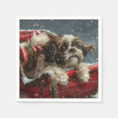 Shih Tzu Hond Kerstfeest Servet (Voorkant)