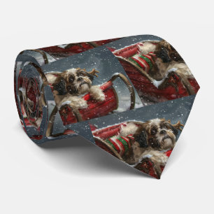 Shih Tzu Hond Kerstfeest Stropdas