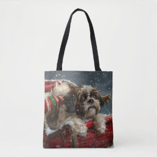 Shih Tzu Hond Kerstfeest Tote Bag