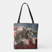 Shih Tzu Hond Kerstfeest Tote Bag (Achterkant)