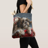 Shih Tzu Hond Kerstfeest Tote Bag (Dichtbij)