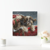Shih Tzu Hond Kerstfeest Vierkante Klok (Huis)