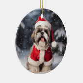 Shih Tzu Hond Kerstmis aandenken Keramisch Ornament (Rechts)