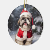 Shih Tzu Hond Kerstmis aandenken Keramisch Ornament (Links)