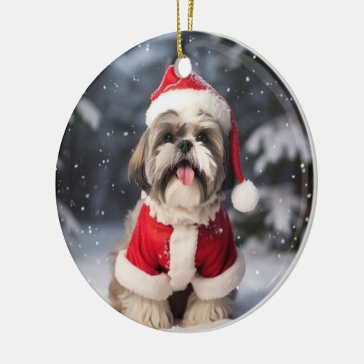 Shih Tzu Hond Kerstmis aandenken Keramisch Ornament (Links)