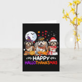 Shih Tzu Hond Kerstmis Happy Hallothankmas Thanksg Kaart (Gele Bloem)