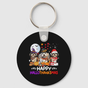 Shih Tzu Hond Kerstmis Happy Hallothankmas Thanksg Sleutelhanger