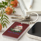 Shih-Tzu Hond Kerstmis Sleutelhanger (Voorkant Rechts)