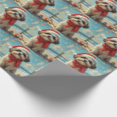 Shih Tzu Hond Kerstmis Vintage Strand Cadeaupapier (Hoek)