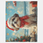 Shih Tzu Hond Kerstmis Vintage Strand Fleece Deken (Voorkant)
