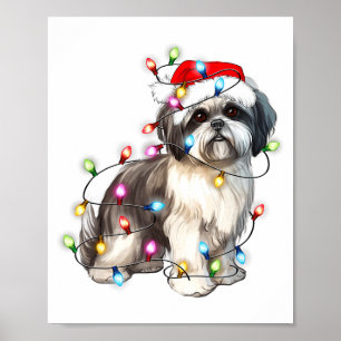 Shih Tzu Hond Kerstverlichting Xmas Mooie Poster