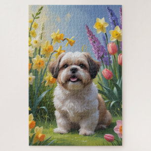 Shih Tzu Hond Lentebloemen Schilderij Legpuzzel