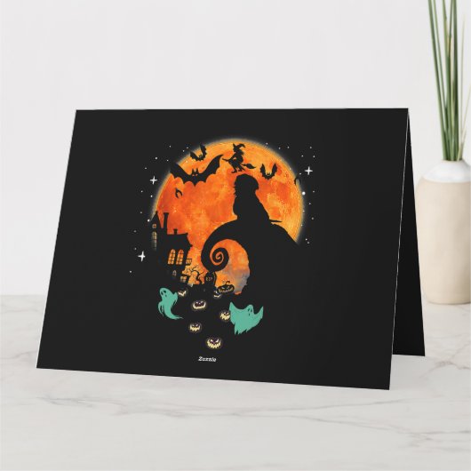 Shih Tzu Hond Maan Griezige Pompoen Halloween Kost Kaart (Achterkant)