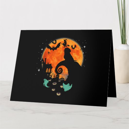 Shih Tzu Hond Maan Griezige Pompoen Halloween Kost Kaart (Voorkant)