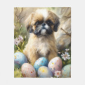 Shih Tzu Hond met Paaseieren Vakantie Fleece Deken (Voorkant)