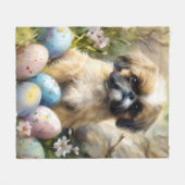 Shih Tzu Hond met Paaseieren Vakantie Fleece Deken (Voorkant (Horizontaal))