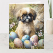 Shih Tzu Hond met Paaseieren Vakantie Kaart (Voorkant)