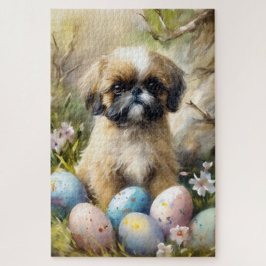 Shih Tzu Hond met Paaseieren Vakantie Legpuzzel (Verticaal)