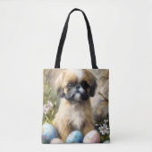 Shih Tzu Hond met Paaseieren Vakantie Tote Bag (Voorkant)