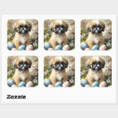 Shih Tzu Hond met Paaseieren Vakantie Vierkante Sticker (Vel)